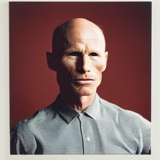 Image similar to Taxidermied of Ed Harris, studio lighting, F 1.4 Kodak Portra