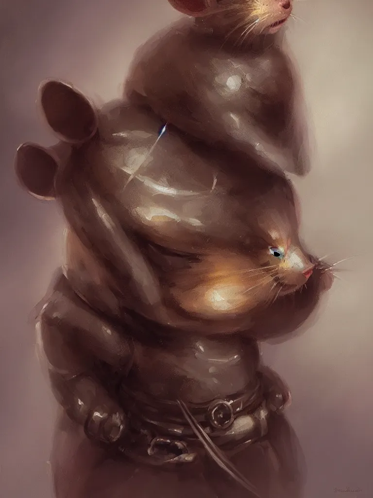 Prompt: portrait of a cute mouse as knight in the style of charlie bowater, oil painting