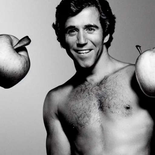 Prompt: shirtless joe biden looking seductive holding an apple