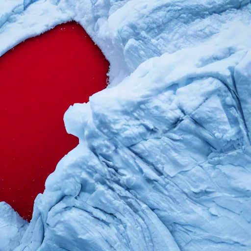 Prompt: an award - winning advertisement photo of a red vinyl, with a snowy mountain and ice, drammatic lighting, sigma 5 0 mm, ƒ / 8, behance