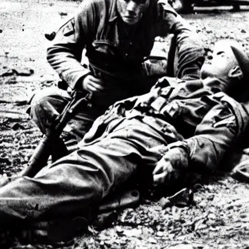 Image similar to photo of a dead american soldier during world war 2