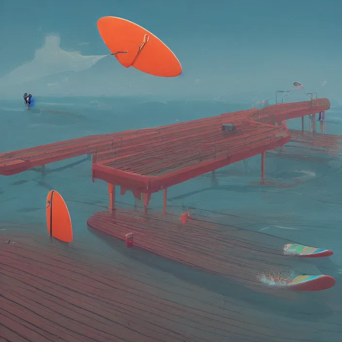 Prompt: surfs up, by simon stalenhag