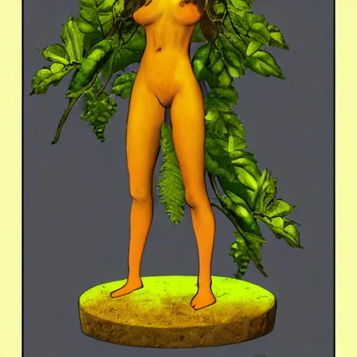 Prompt: dryad, her skin are yellow leaves