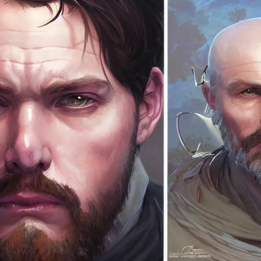 Image similar to portrait of jeremy peterson, d & d, fantasy, character portrait, headshot, highly detailed, art by artgerm and greg rutkowski and alphonse mucha