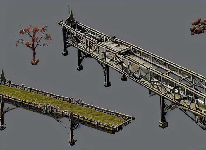 Prompt: game assets of a bridge