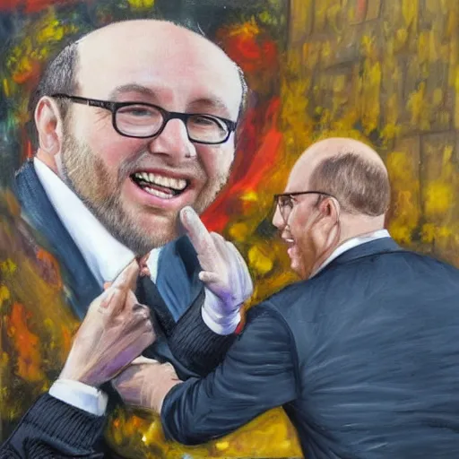 Image similar to a detailed portrait painting of joel glazer from manchester being fired by his boss