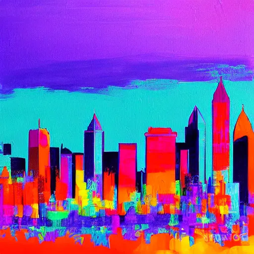 Image similar to colorful painting of atlanta skyline in the style of henri matiss
