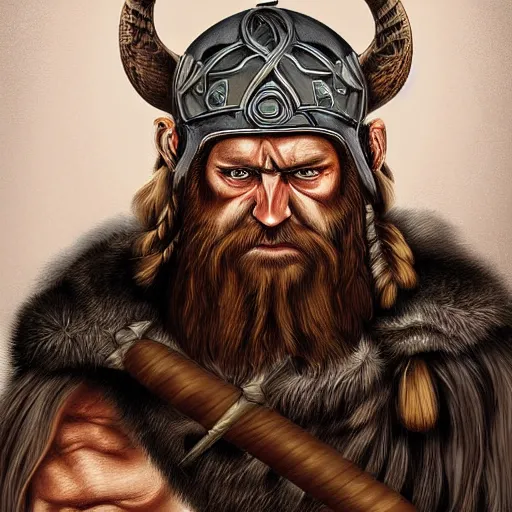 Image similar to a portrait of an angry viking highly detailed, centered, digital painting