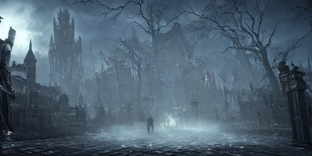 Prompt: A stunning screenshot of a unique area in Bloodborne