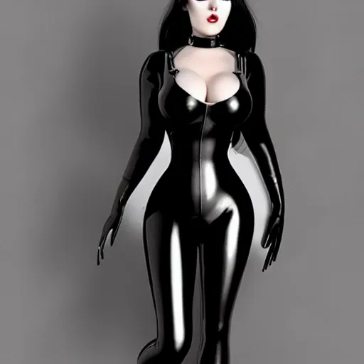 Image similar to curvy feminine pale goth woman with elegant tight black-silver nylon and latex outfit, cgsociety, realistic, highly detailed, sublime, 16k, smooth, sharp focus, trending on ArtStation, hyperdetailed, volumetric lighting