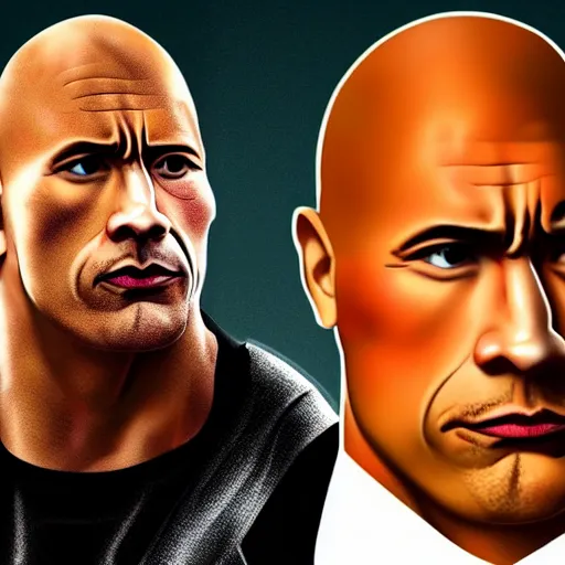 Image similar to dwayne the rock johnson in the style of an instagram baddie