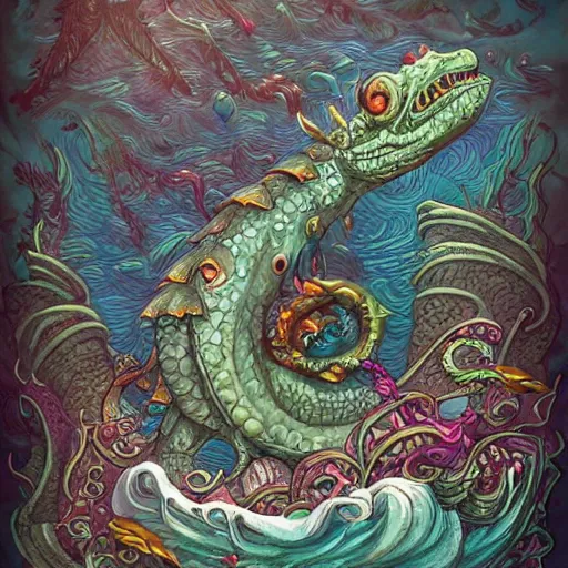 Image similar to underwater sea monster, d & d style, trending on artstation, colorful, intricate, highly detailed art by aurore folny and ilse gort and yugin maffioli