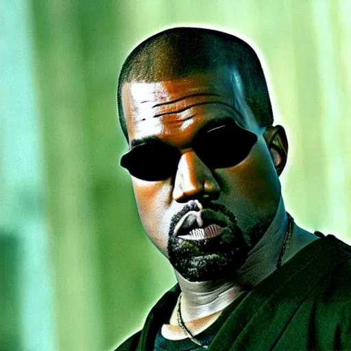 Image similar to Kanye West as Neo in 'The Matrix' , movie still frame