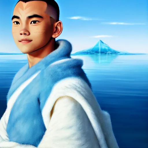 Image similar to beautiful serene intricate photograph of sokka from the water tribe as an inuit young man with light blue eyes, smiling softly, relaxing on the beach, golden hour, soft focus, 8 k, art by irakli nadar, hyperrealism, hyperdetailed, ultra realistic