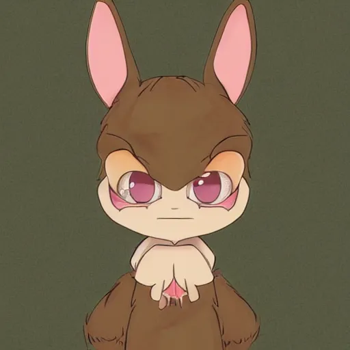 Prompt: little anthropomorphic bunny, green eyes, light brown fur, light hair, wlop, bloodborn