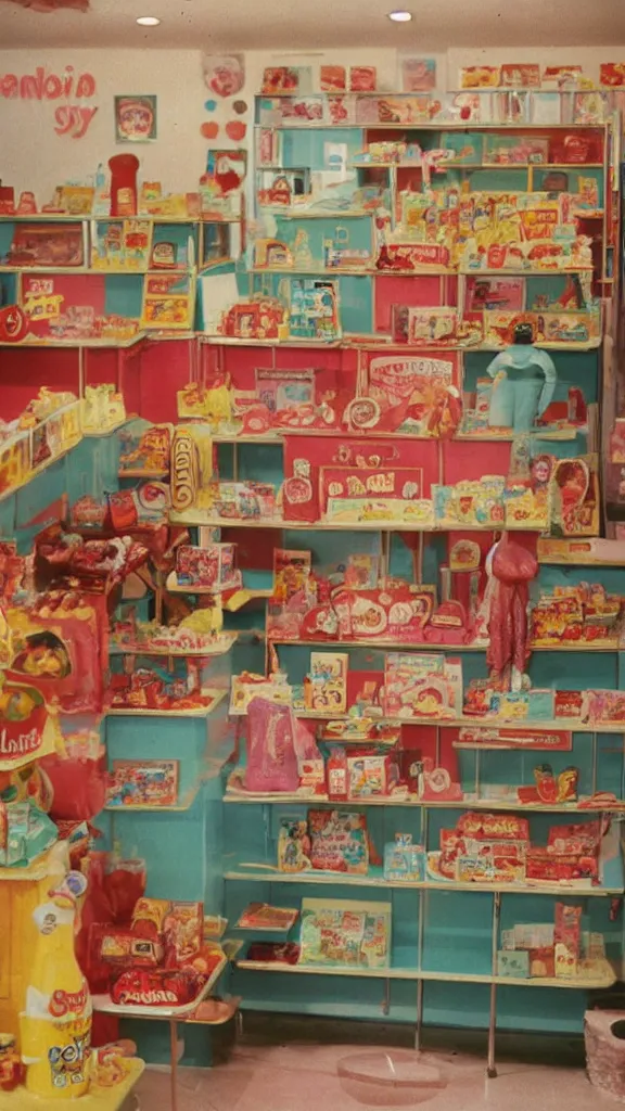 Image similar to 6 0 s photo of a candy shop, kodachrome