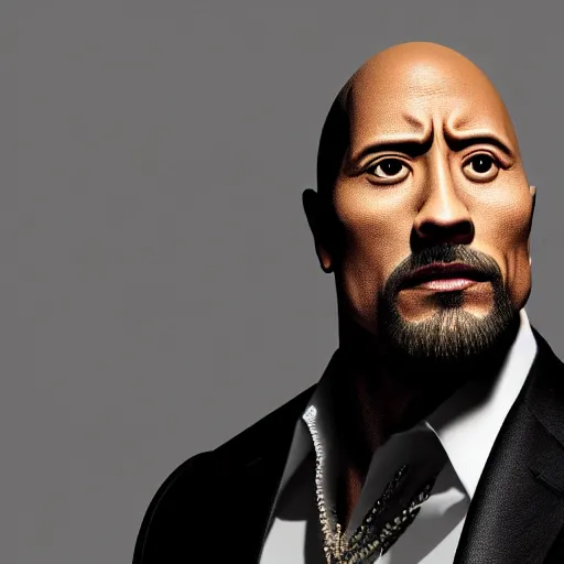 Prompt: dwayne johnson with dj khaled head instead, elegant, highly detailed, trending on artstation