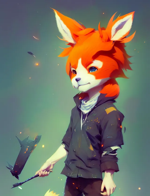 Image similar to a beautiful fullbody portrait of a cute anime boy with orange hair and orange fox ears. character design by cory loftis, fenghua zhong, ryohei hase, ismail inceoglu and ruan jia. artstation, volumetric light, detailed, photorealistic, fantasy, rendered in octane