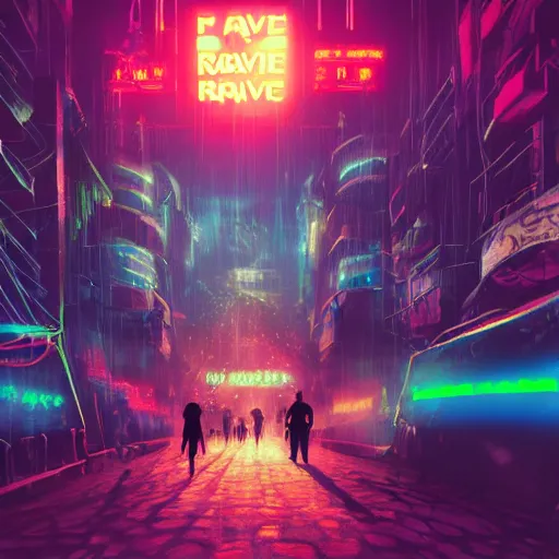 Prompt: pirate rave, buffet, celebration, photo realistic, 8k, artstation, Blade runner, neon signs in the distance, dark, cinematic, high contrast, epic