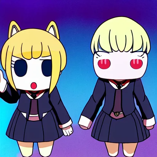 Image similar to pop team epic holding up the middle finger, 4 k, high resolution, still, landscape, hd, dslr, hyper realistic