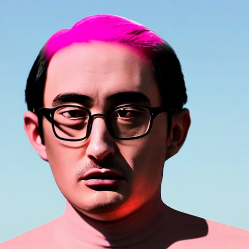 Image similar to A colored colorized real photograph of Filthy Frank as a middle aged guy in a pink morph suit, taken in the early 2020s, taken on a 2010s Camera, realistic, hyperrealistic, very realistic, very very realistic, highly detailed, very detailed, extremely detailed, detailed, digital art, trending on artstation, headshot and bodyshot, detailed face, very detailed face, very detailed face, real, real world, in real life, realism, HD Quality, 8k resolution, intricate details, colorized photograph, colorized photon, body and headshot, body and head in view