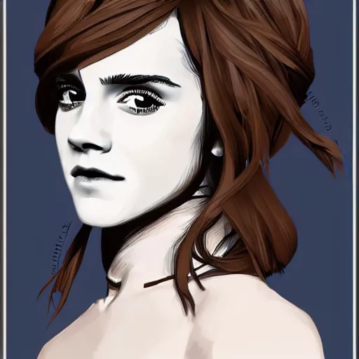 Image similar to Emma Watson in the style of Na Honjaman Rebeleop, by Jang-Sung Rak (aka Dubu), epic artwork, vector art, digital art, trending on Artstation