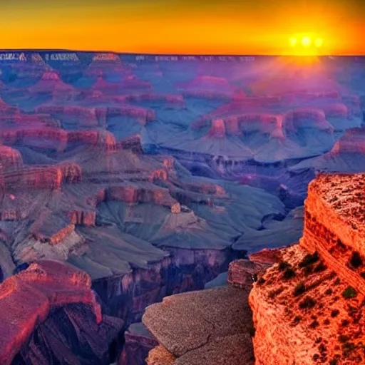 Image similar to sunset above grand canyon, beautiful landscape, high detail, instagram photo, professional dslr photo, creative composition, beautiful composition