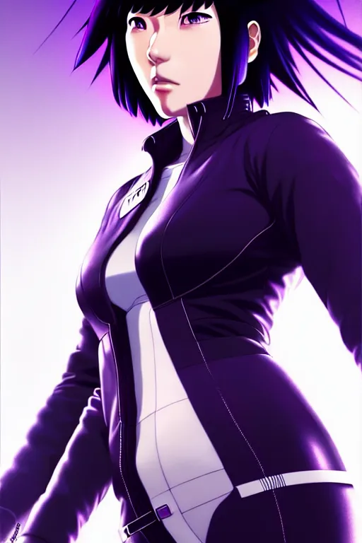 Image similar to a fullbody portrait of motoko kusanagi the major ghost in the shell : : stand alone complex, under repairs, maintenance : : by ilya kuvshinov, rossdraws, artgerm, sola digital arts, anti aliasing, raytracing : :