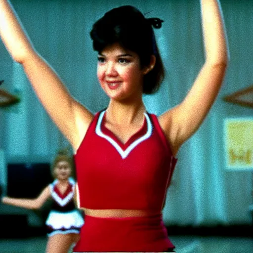 Image similar to phoebe cates as a cheerleader, 4 k, cinematic