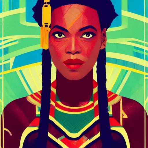 Prompt: Wakandan Beyonce profile picture by Sachin Teng, asymmetrical, Organic Painting , Matte Painting, geometric shapes, hard edges, graffiti, street art:2 by Sachin Teng:4