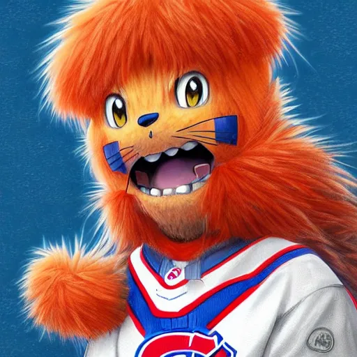 Image similar to anime Portrait of Youppi the Habs Montreal Canadiens Mascot as a very cute powerful and friendly pokemon, highly detailed anime, high evolution, 1990s, legendary, smooth, sharp focus, dynamic lighting, intricate, trending on ArtStation, illustration pokemon, art by WLOP