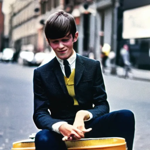 Image similar to kodachrome photograph of a stylish young man in 1 9 6 7 london