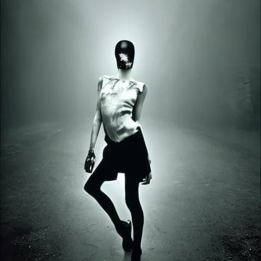 Prompt: supermodel in silent hill, steven meisel photography