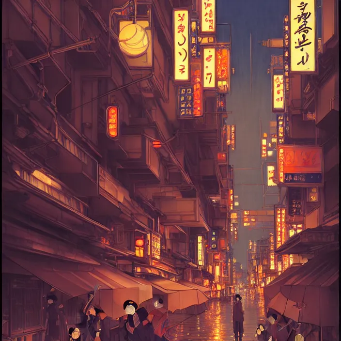 Image similar to empty tokyo at night, spring, in the style of studio ghibli, j. c. leyendecker, greg rutkowski, artem