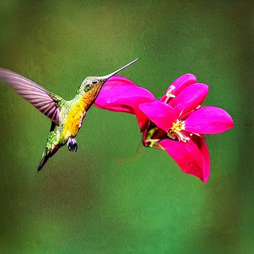 Image similar to “ hummingbirds drinking nectar from flowers, digital art, sigma 2 4 mm f / 8 ”