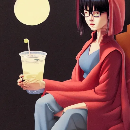 Image similar to cat only drinking boba bubble tea, super detailed and intricate, elegant, hyper realistic, by sam yang, by yoshiyuki tomino, by ralph mcquarrie, by ilya kuvshinov