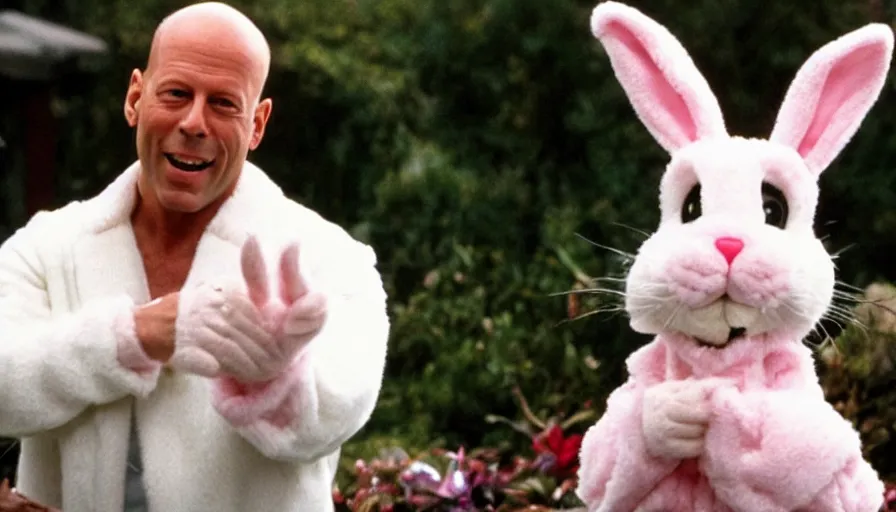 Image similar to bruce willis as the easter bunny