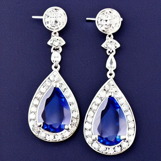 Prompt: teardrop sapphire earrings. great gatsby