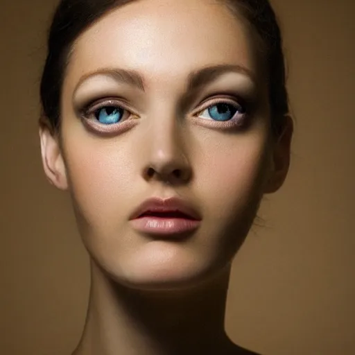 Image similar to portrait of a model for artists.. perfect lighting to reveal the structure of the face.