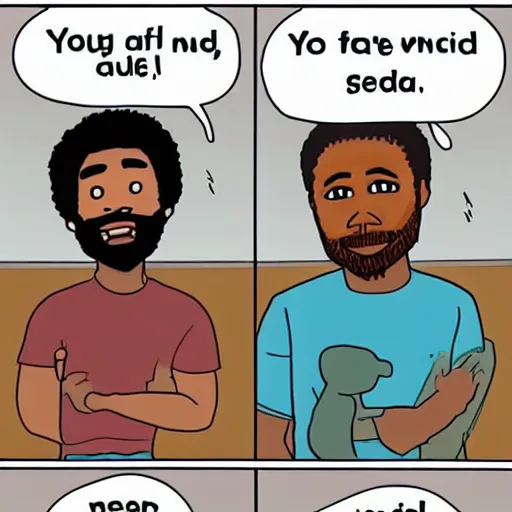 Prompt: nerdsniped! - cartoon by donald glover and his dad donald glover