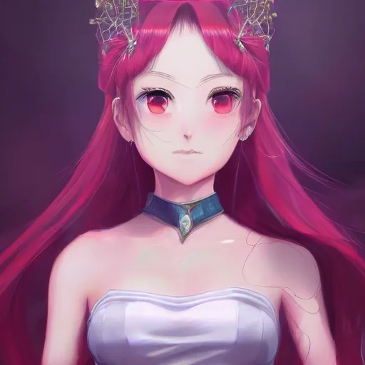 Prompt: beautiful portrait of anime girl queen, artstation