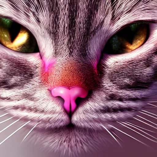 Prompt: highly detailed pink cat face, 4 k, photorealistic