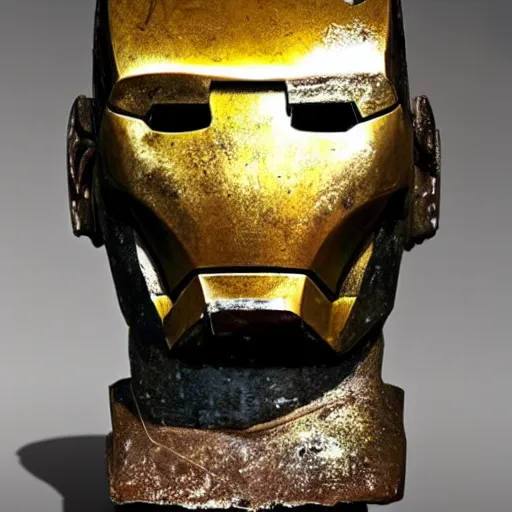 Image similar to the original iron man discovered as an artifact in egypt, uncovered from 5 9 6 bc