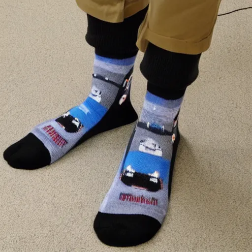 Prompt: Mark Zuckerberg in programmer socks