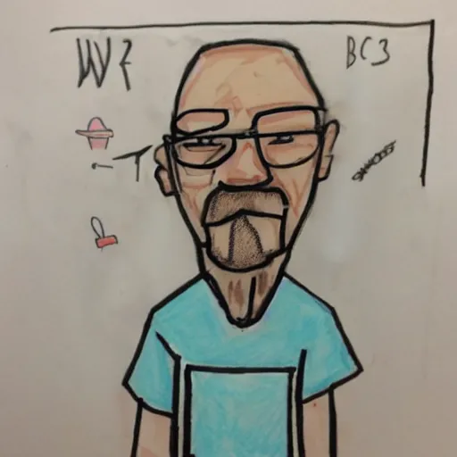 Image similar to child's drawing depiction of walter white