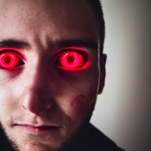 Image similar to a man with red glowing eyes