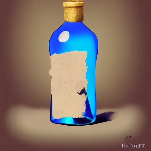 Prompt: blue genie in a bottle, artstation