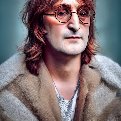 Prompt: john lennon singer, color ( sony a 7 r iv, symmetric balance, polarizing filter, photolab, lightroom, 4 k, dolby vision, photography award ), vogue, perfect face