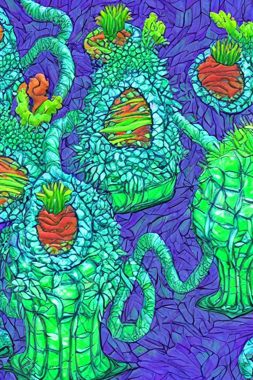 Image similar to creature sushi roots cactus elemental flush of force nature micro world fluo light deepdream illumination ray tracing hdr fanart arstation by sung choi and eric pfeiffer and gabriel garza and casper konefal