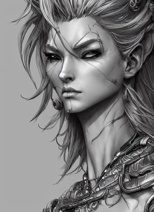 Prompt: close up portrait of a beautiful draenei, powerful, domineering, stoic, masterful, intense, ultrafine hyperdetailed illustration by kim jung gi, irakli nadar, intricate linework, sharp focus, octopath traveler, yoji shinkawa, highly rendered, detailed, concept art